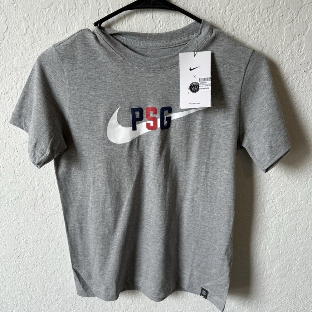 Youth Medium Paris Saint-Germain NIKE Heather Gray Swoosh T-Shirt NWT